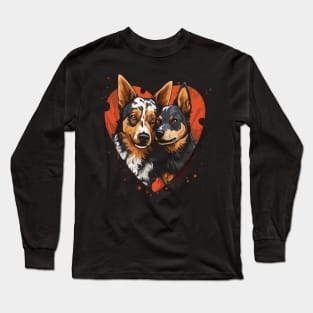 Australian Cattle Dog Couple Valentine Long Sleeve T-Shirt